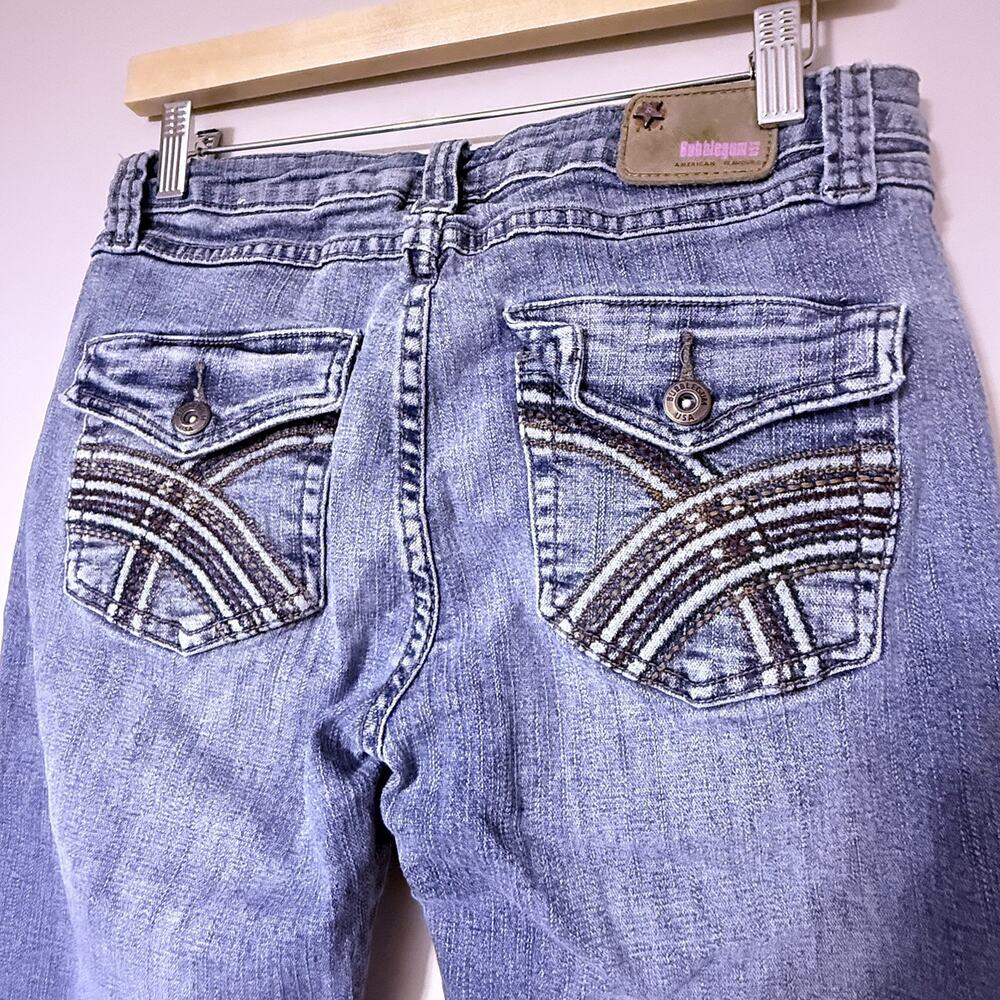 VTG Y2k Bubblegum USA Juniors Jeans SIZE 11/12 31" Low Rise Flare Stretch Denim